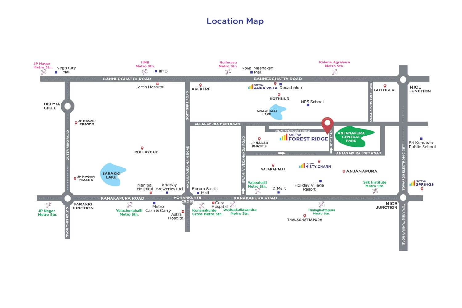 Sattva Forest Ridge JP Nagar Location Map Sattva Forest Ridge JP Nagar Location Map
